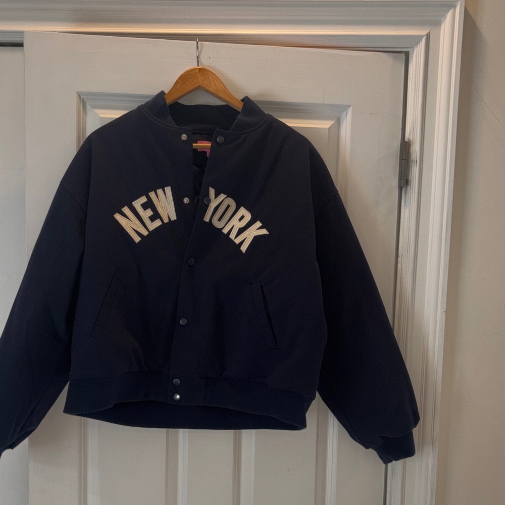 Edikted Navy Varsity Jacket with New York Design